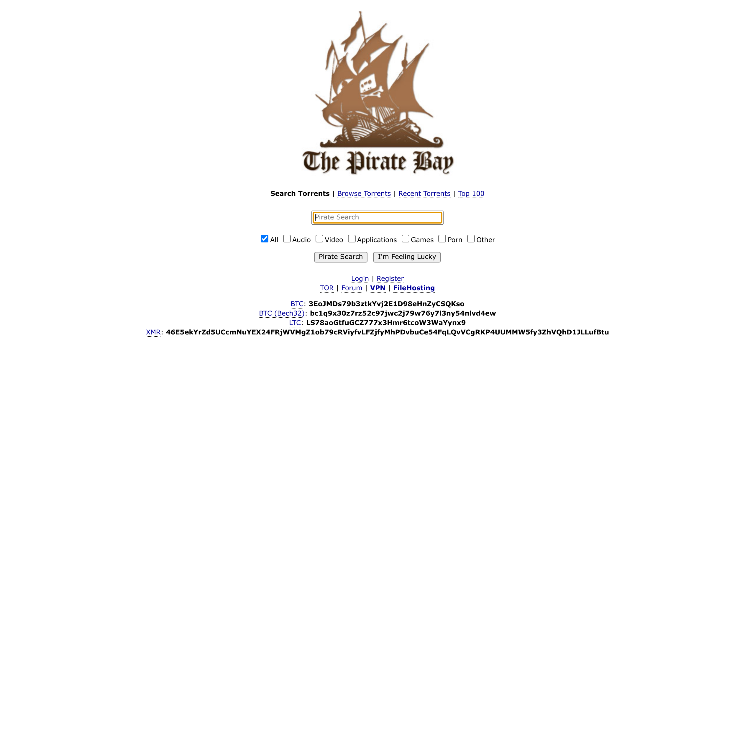 The Pirate Bay - The galaxy's most resilient bittorrent site