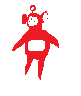 a bad drawing of the red tellytubby