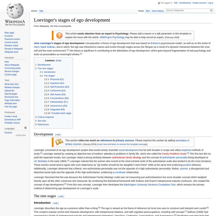 When does the ego develop picture