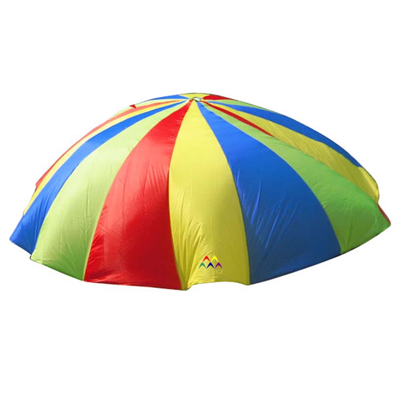 a parachute with the colors red, yellow, blue, and green radiating from the center.