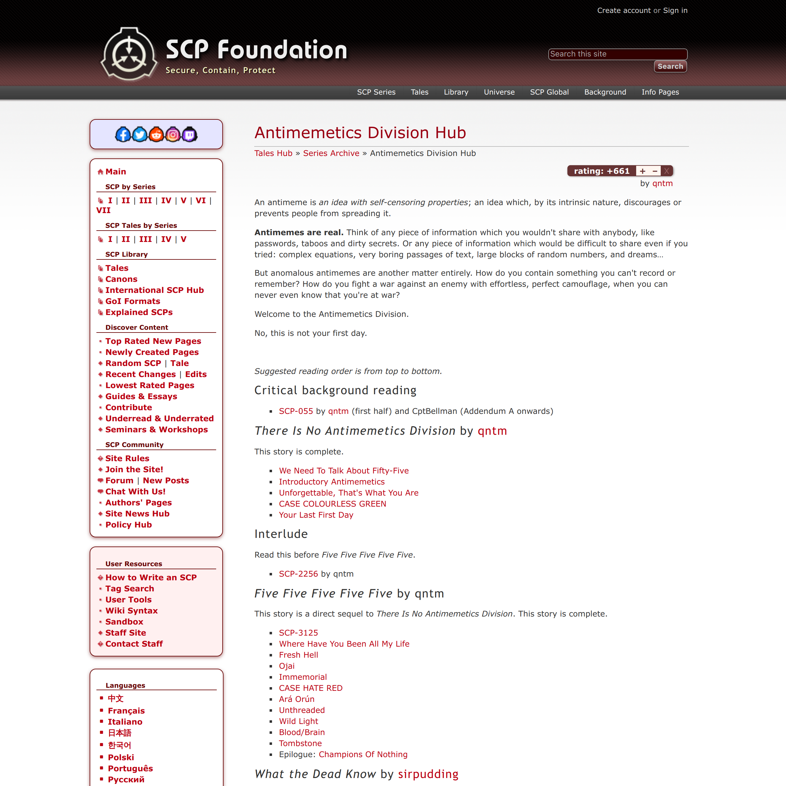 What anti-memetics division?????????? (There is no SCP number, for