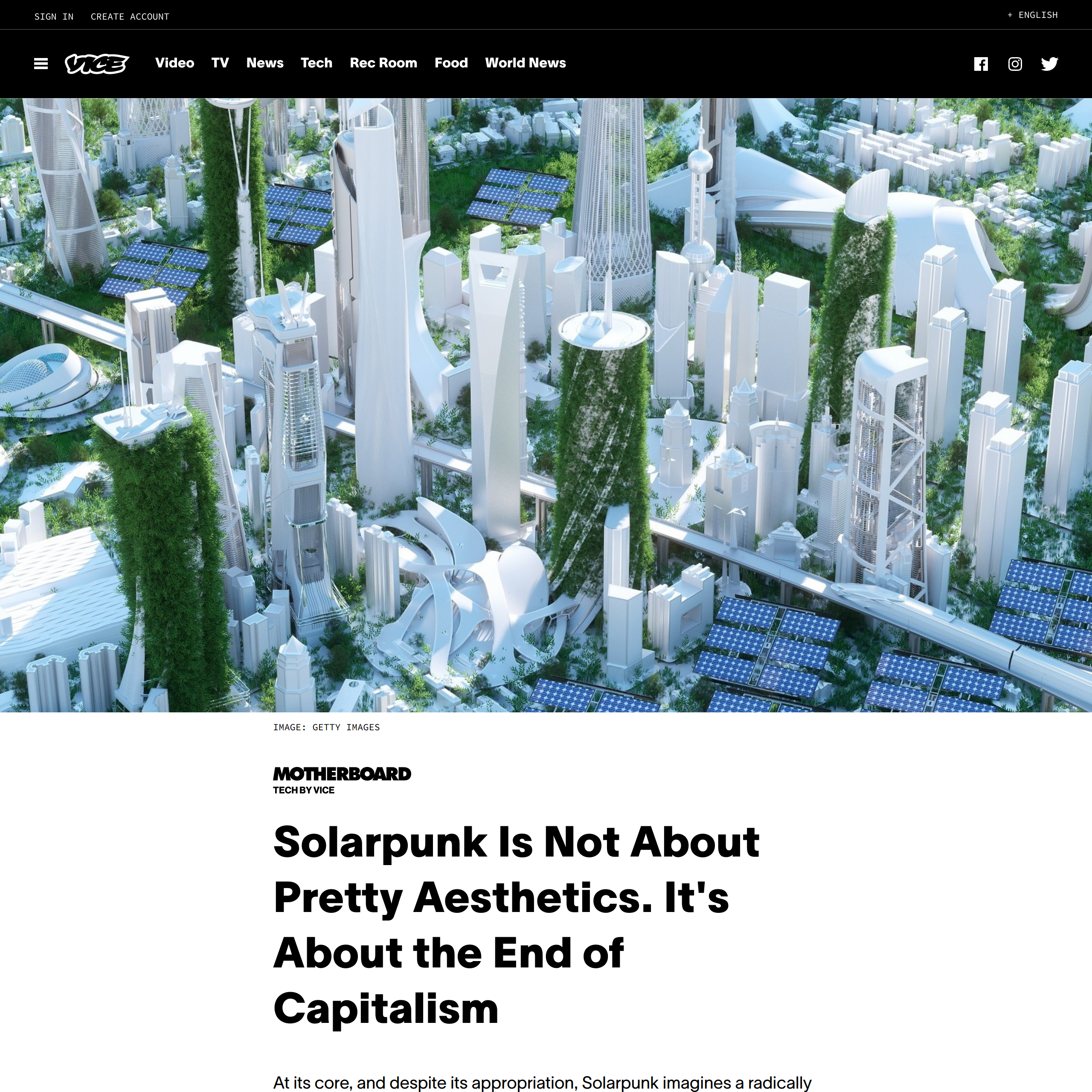 Solarpunk Is Not About Pretty Aesthetics. It's About the End of Capitalism