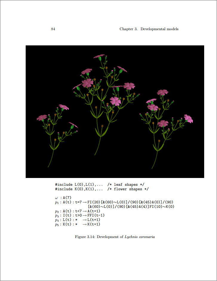 The Algorithmic Beauty of Plants by Przemyslaw Prusinkiewicz and Aristid Lindenmayer (1990)