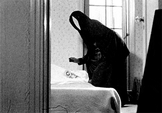 The Mirror-Faced Grim Reaper in Meshes of the Afternoon (1943), dir. Maya Deren, Alexander Hammid