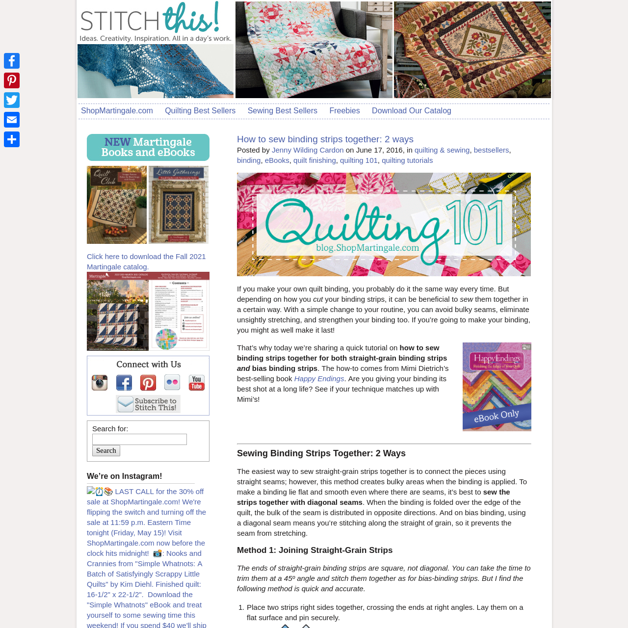 sewing binding strips together