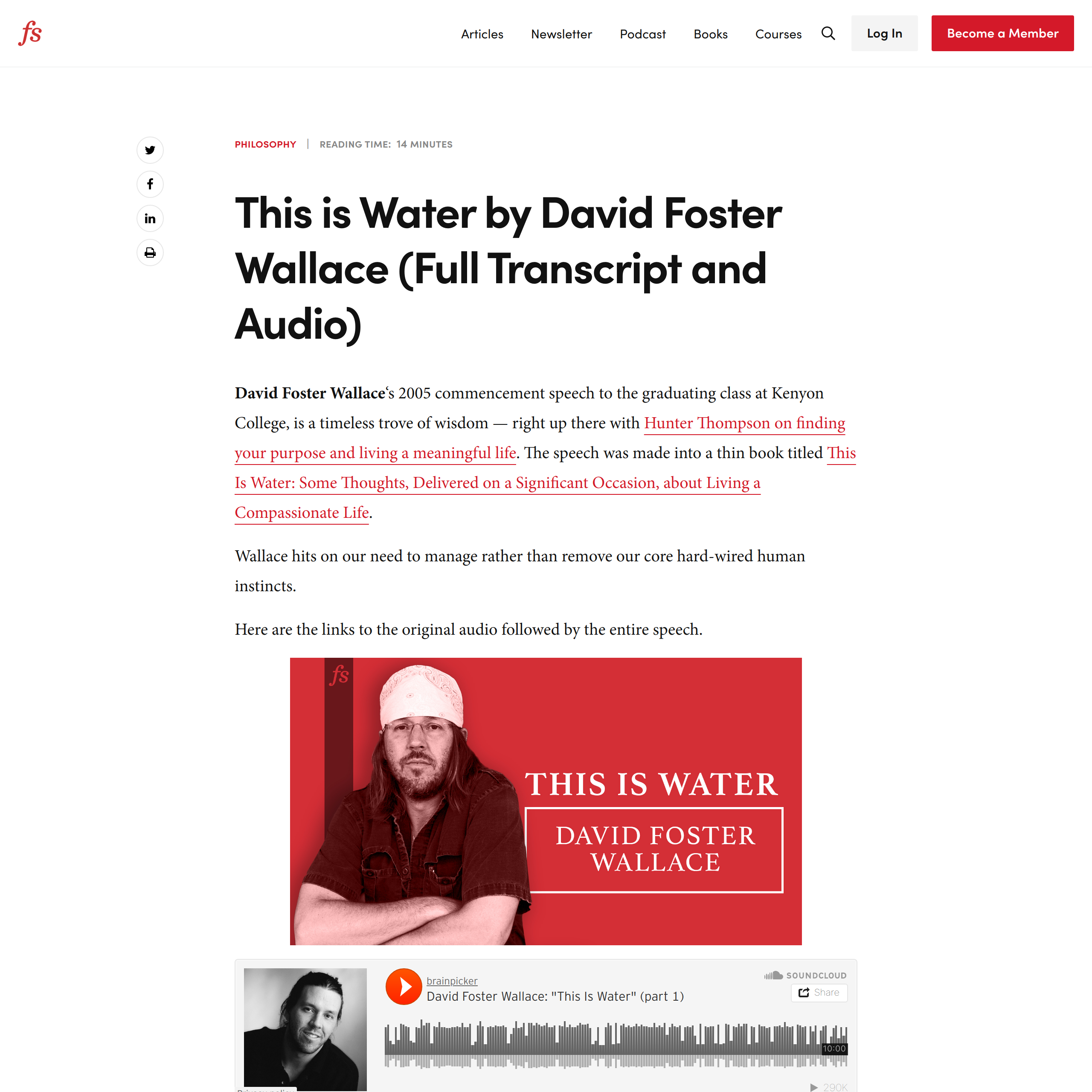 This is Water by David Foster Wallace (Full Transcript and Audio)