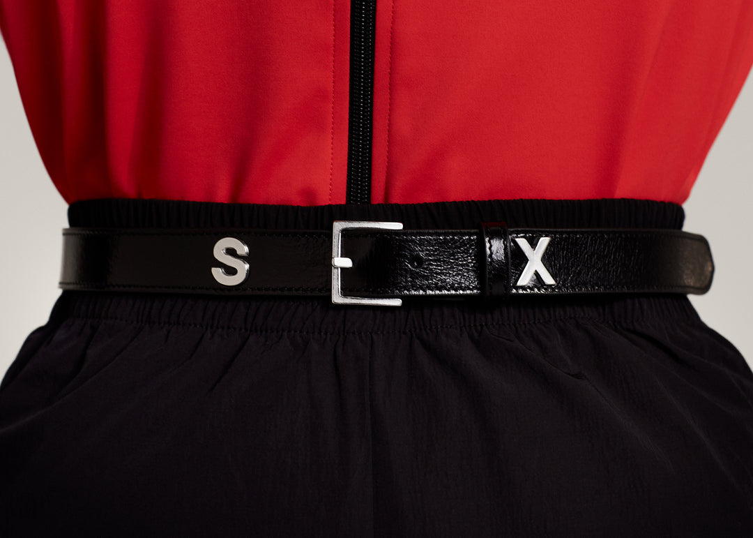 Martine Rose Rudy Belt ブラック M sex belt Martine Rose: ブラック 'Sex' Letter ベルト | SSENSE 日本