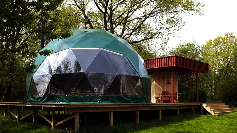Praktyka's geodesic dome in North Devon.