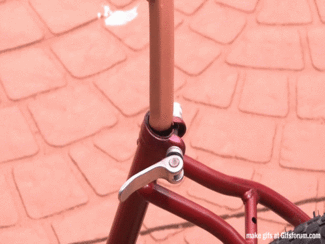 inserting hotdog into bike