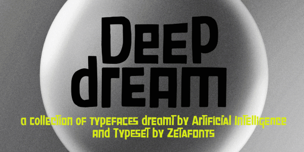 Specimens of Deep Dream Eighties Regular + Deep Dream Zero Bold weights  by Zetafonts Foundry 
Animated gif.
