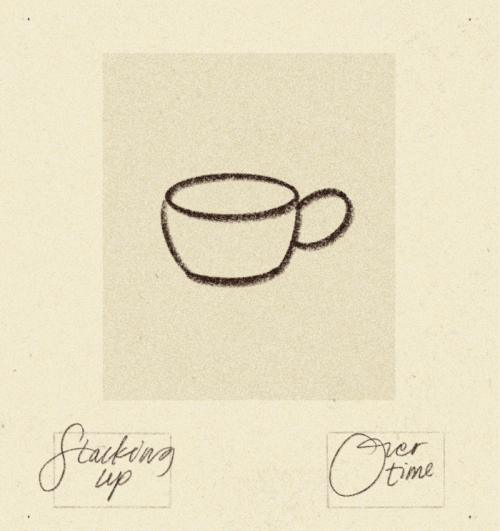 animated GIF, handdrawin frame by frame animation of cups.