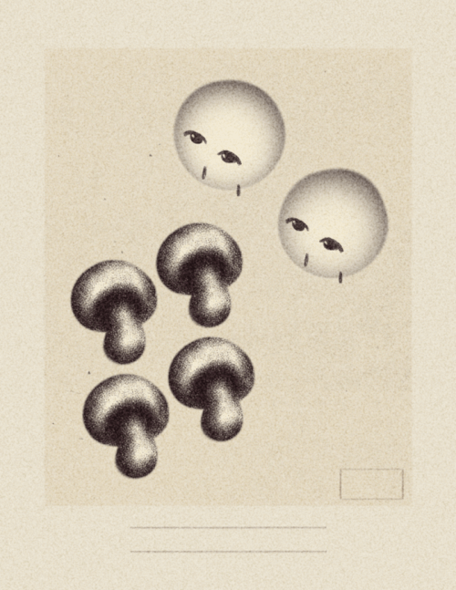 crying moons and mushrooms - animated GIF.