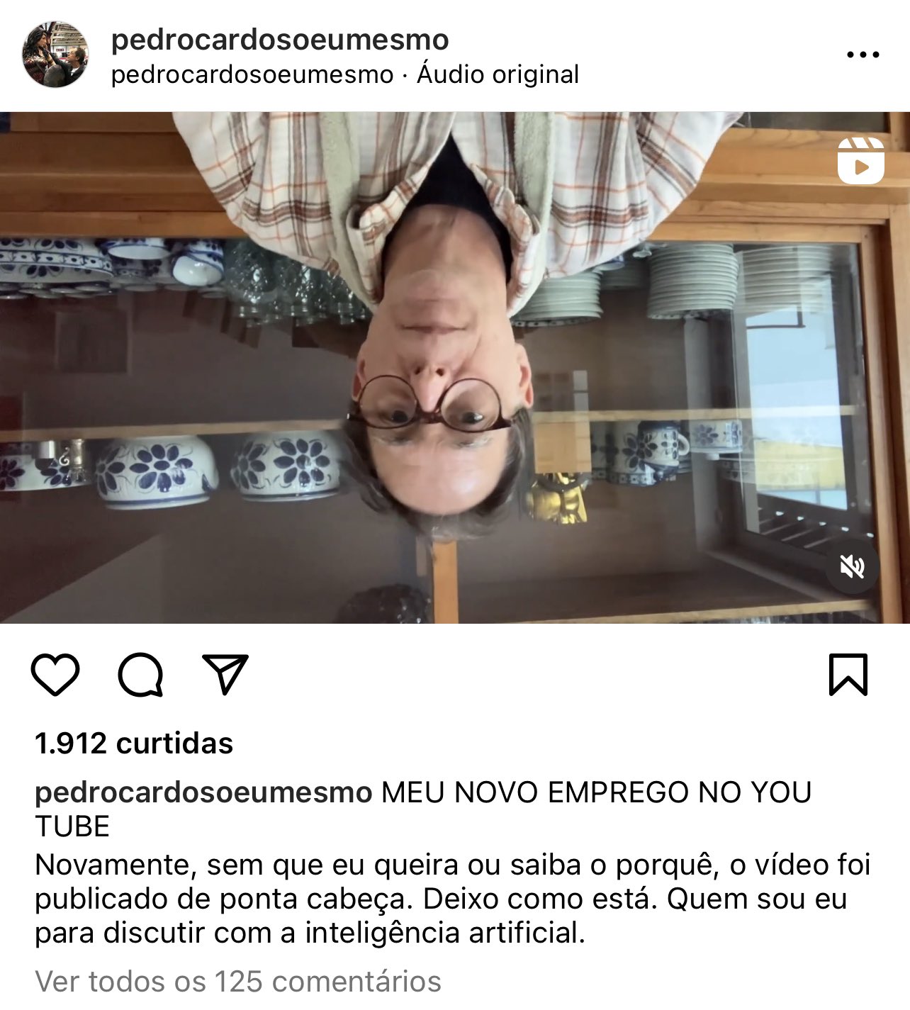 Pedro Cardoso on ranting on instagram because his picture only shows upside down