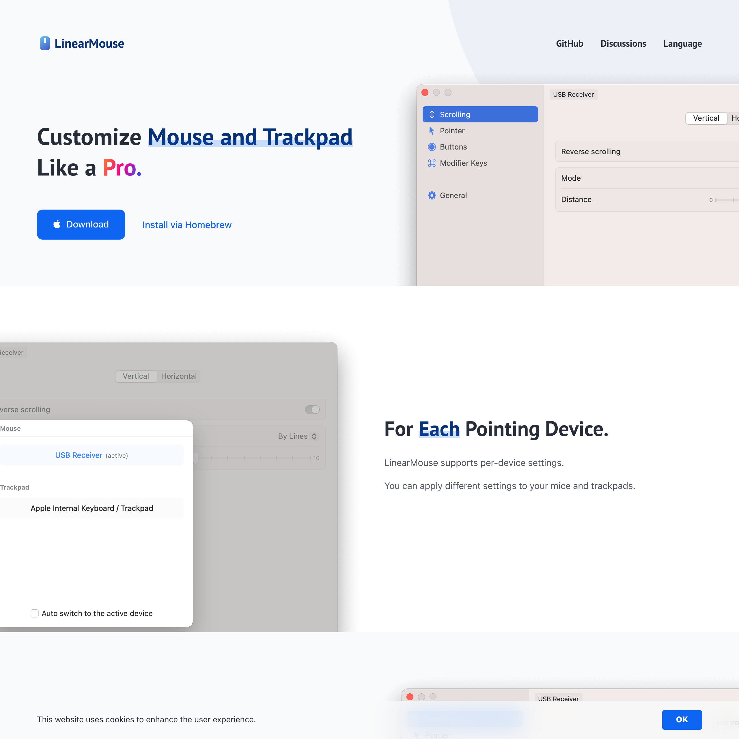 LinearMouse  The mouse and trackpad utility for Mac.