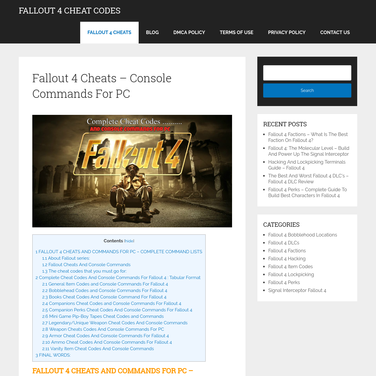 Fallout 3 Cheats/Console Commands 