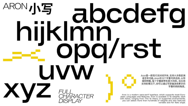 Animated gif featuring specimens of Aron #free #font Typeface Design by 电气香蕉 FizzBanana 