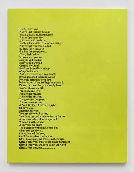 Glen Fogel, From Lucas (spring 1995, yellow), 2018 Glen Fogel, From Lucas (spring 1995, yellow), 2018