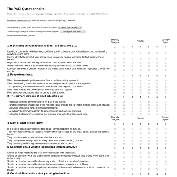 LabR Learning Resources - The PAEI Questionnaire — Are.na