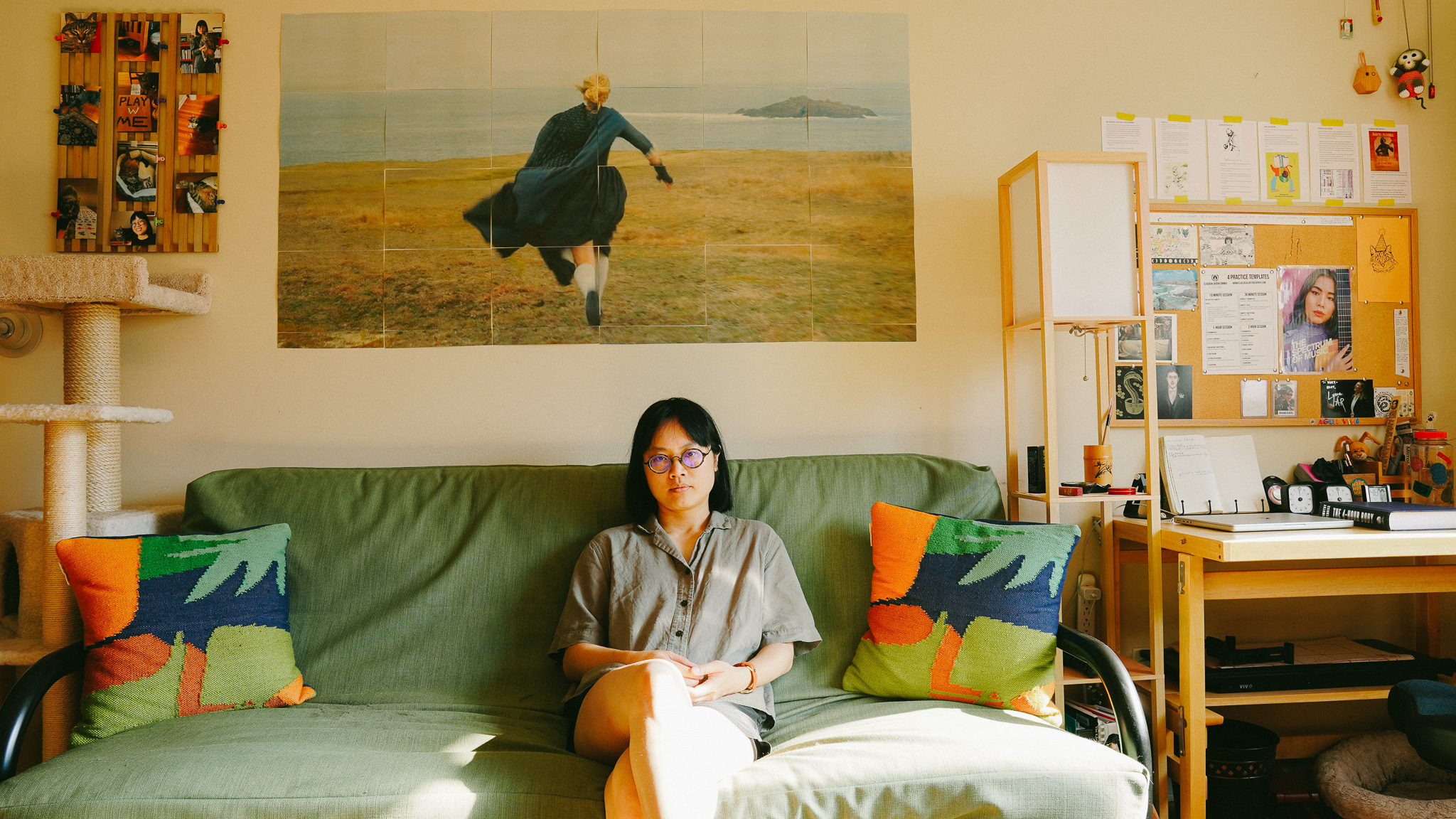 Self-portrait on living room futon