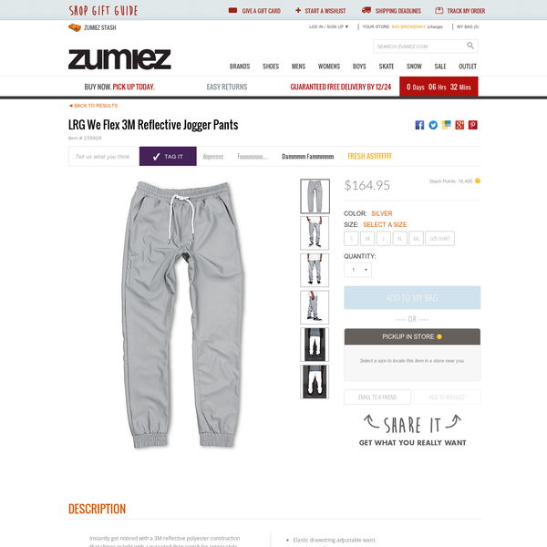 lrg we flex 3m reflective jogger pants