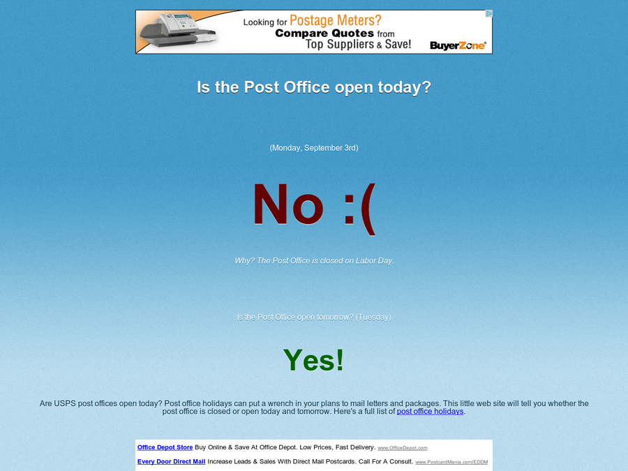 is the post office open today