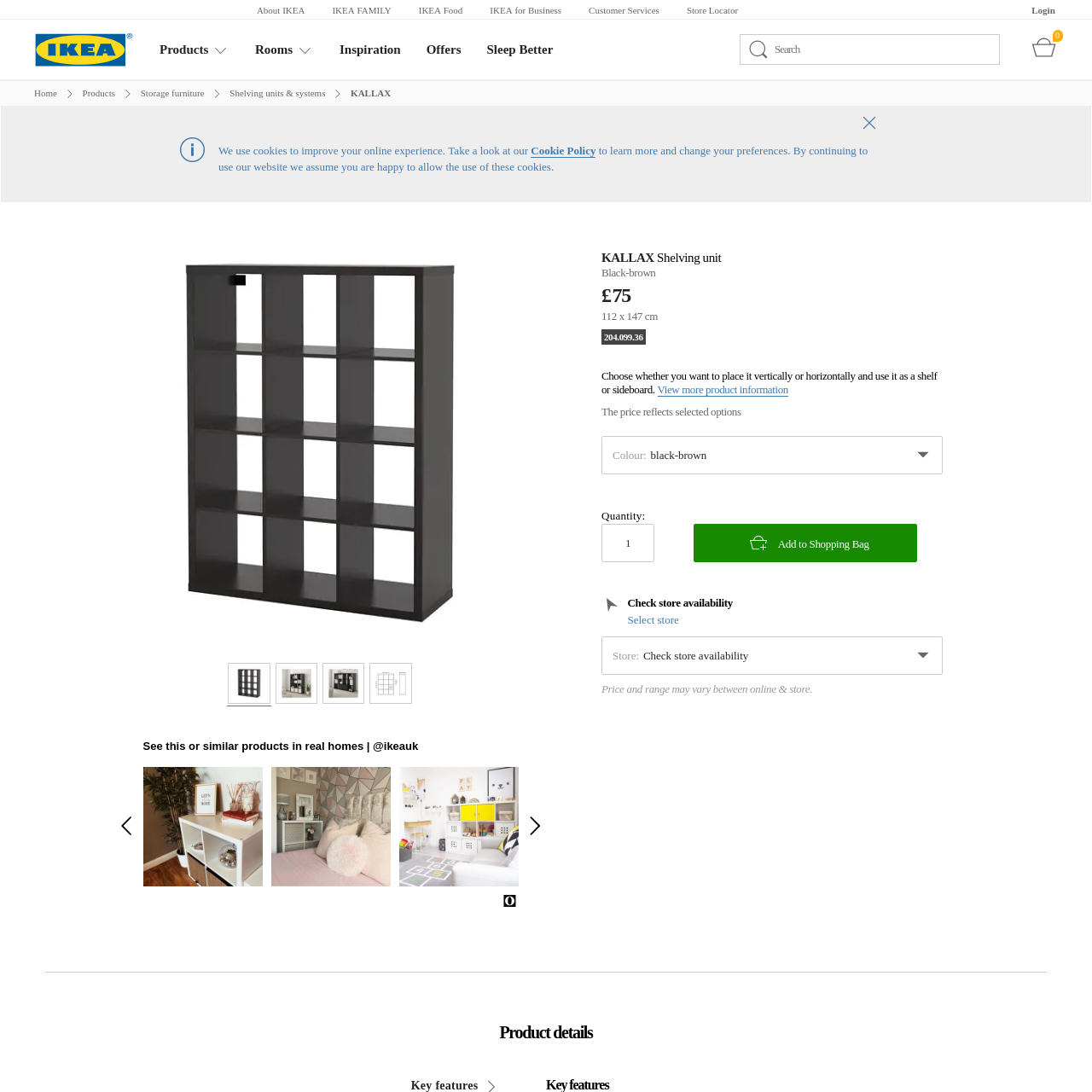 KALLAX black-brown, Shelving unit, 112x147 cm - IKEA