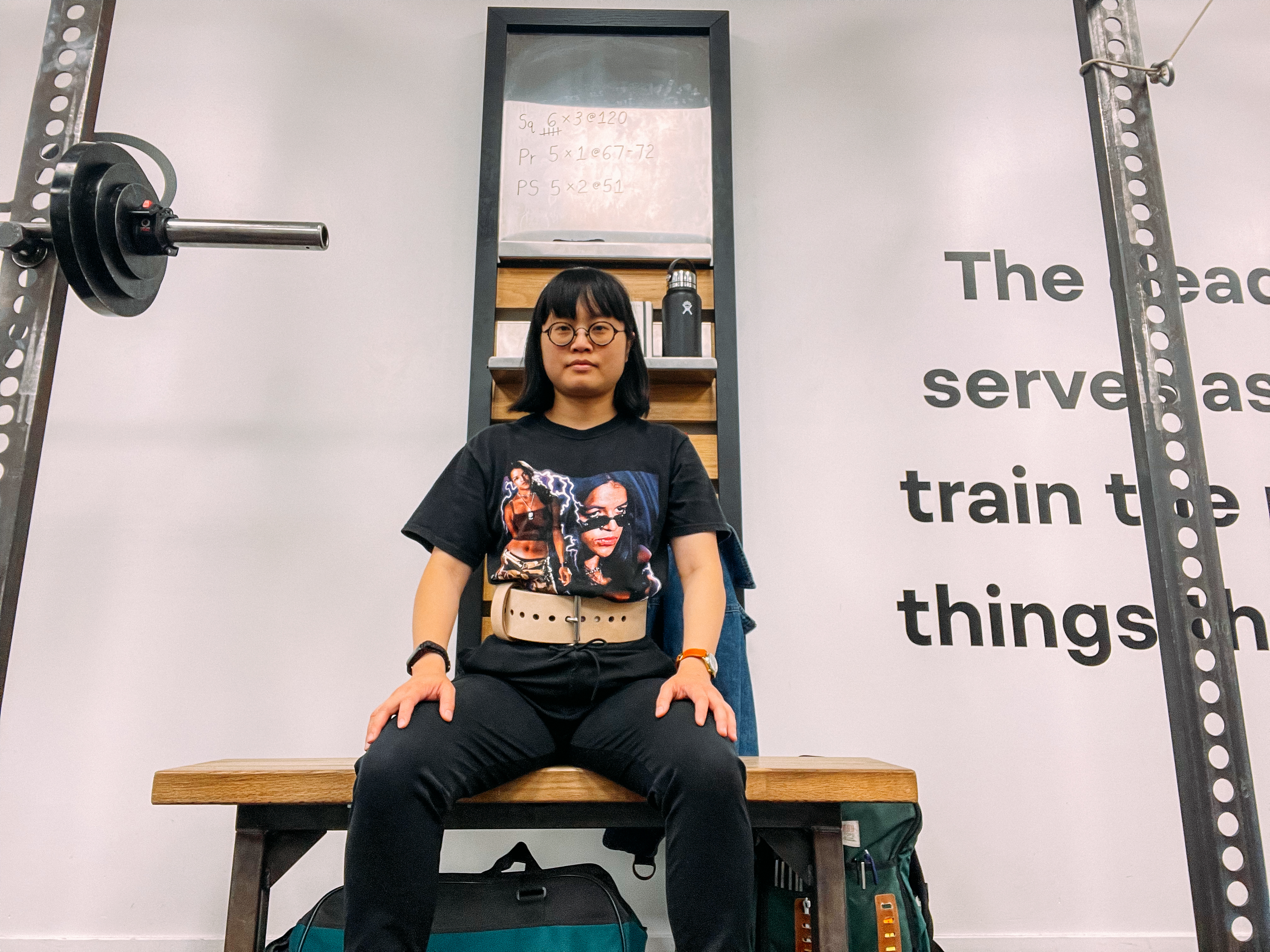 Selfie during a rest between squat worksets