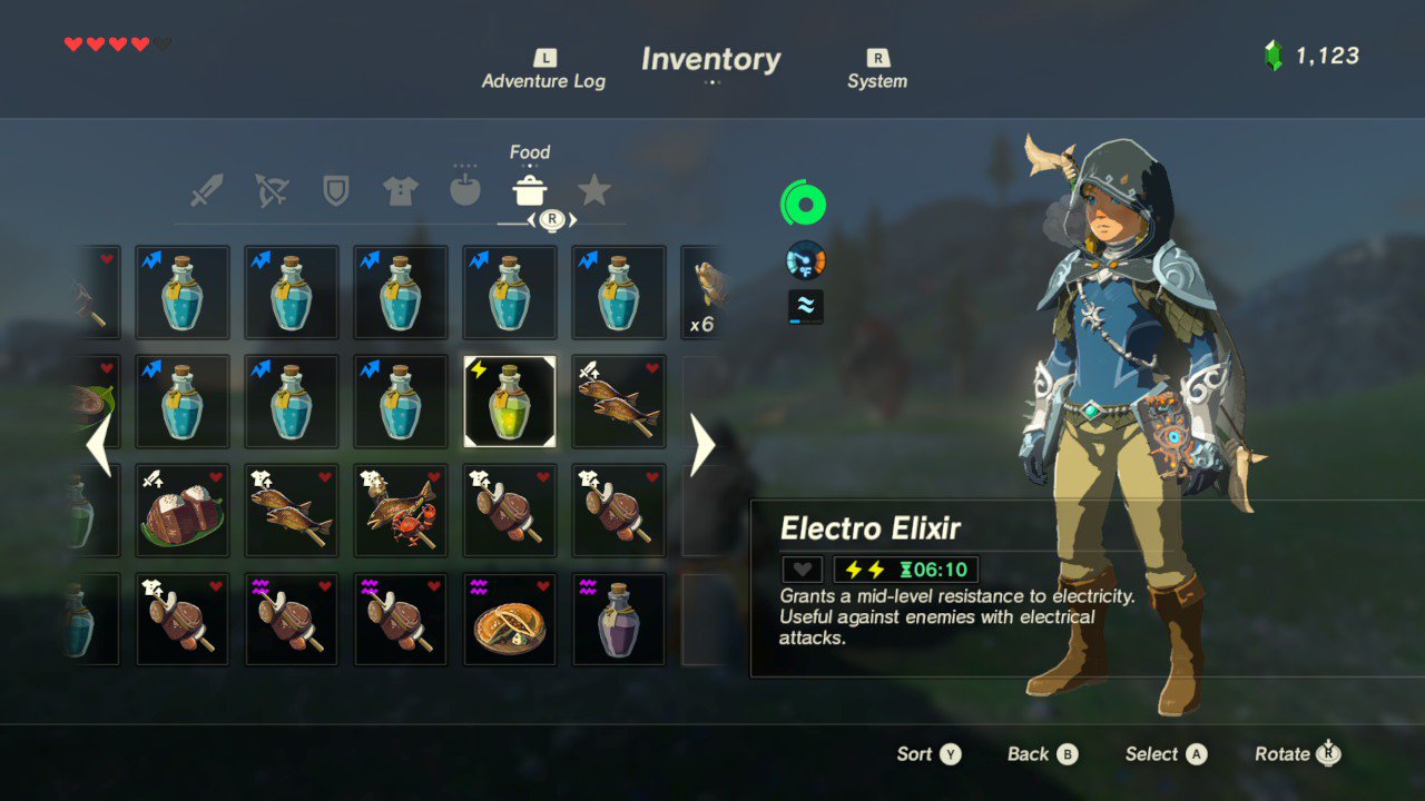 Zelda BOTW Inventory Are Na