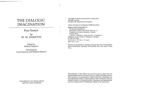 bakhtin the dialogic imagination four essays pdf By m m bakhtin the dialogic imagination: four essays (university of texas press slavic series) (reprint) amazon new copy fast shipping will be shipped from us. bakhtin the dialogic imagination four essays pdf By m m bakhtin the dialogic imagination: four essays (university of texas press slavic series) (reprint) amazon new copy fast shipping will be shipped from us.