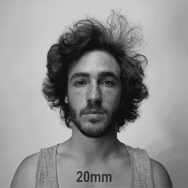 How focal length affect shape of the face