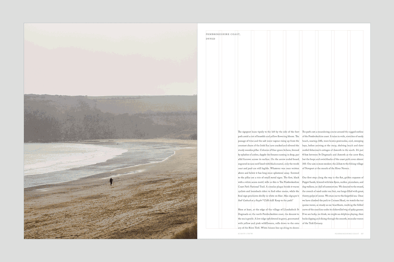 “These Islands” facing page layout grid xtra fancy