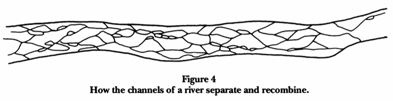 how the channels of a river separate and recombine