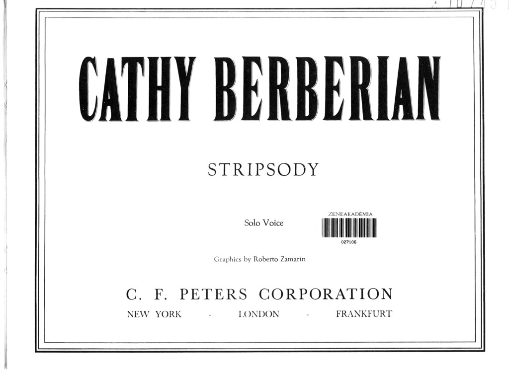 Cathy Berberian, Stripsody, 1966, Graphic Score - PDF | Are.na