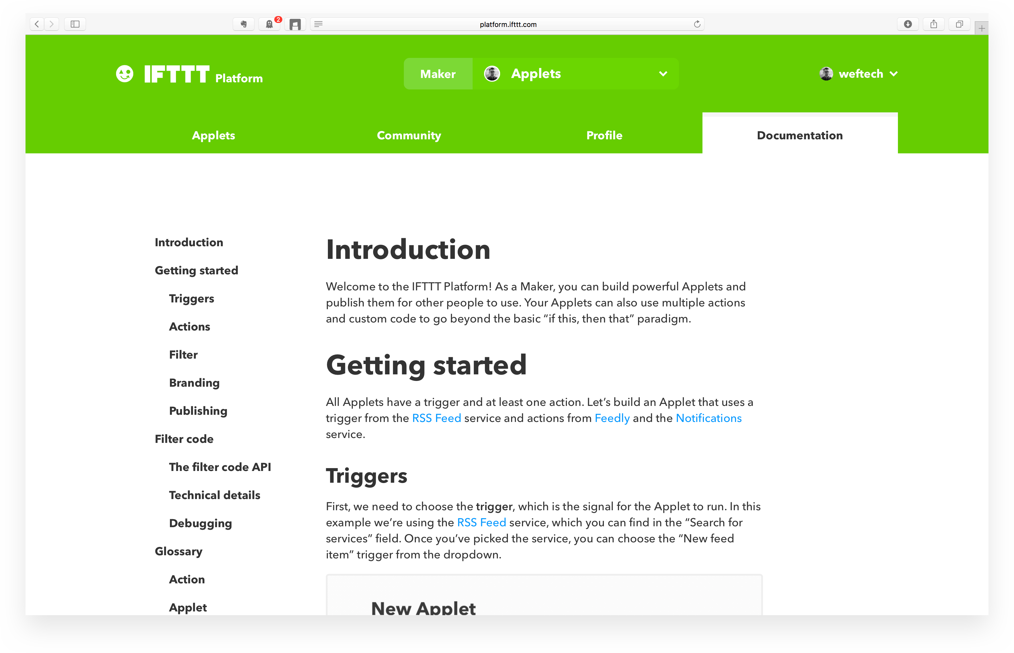 IFTTT Maker Platform Screenshot