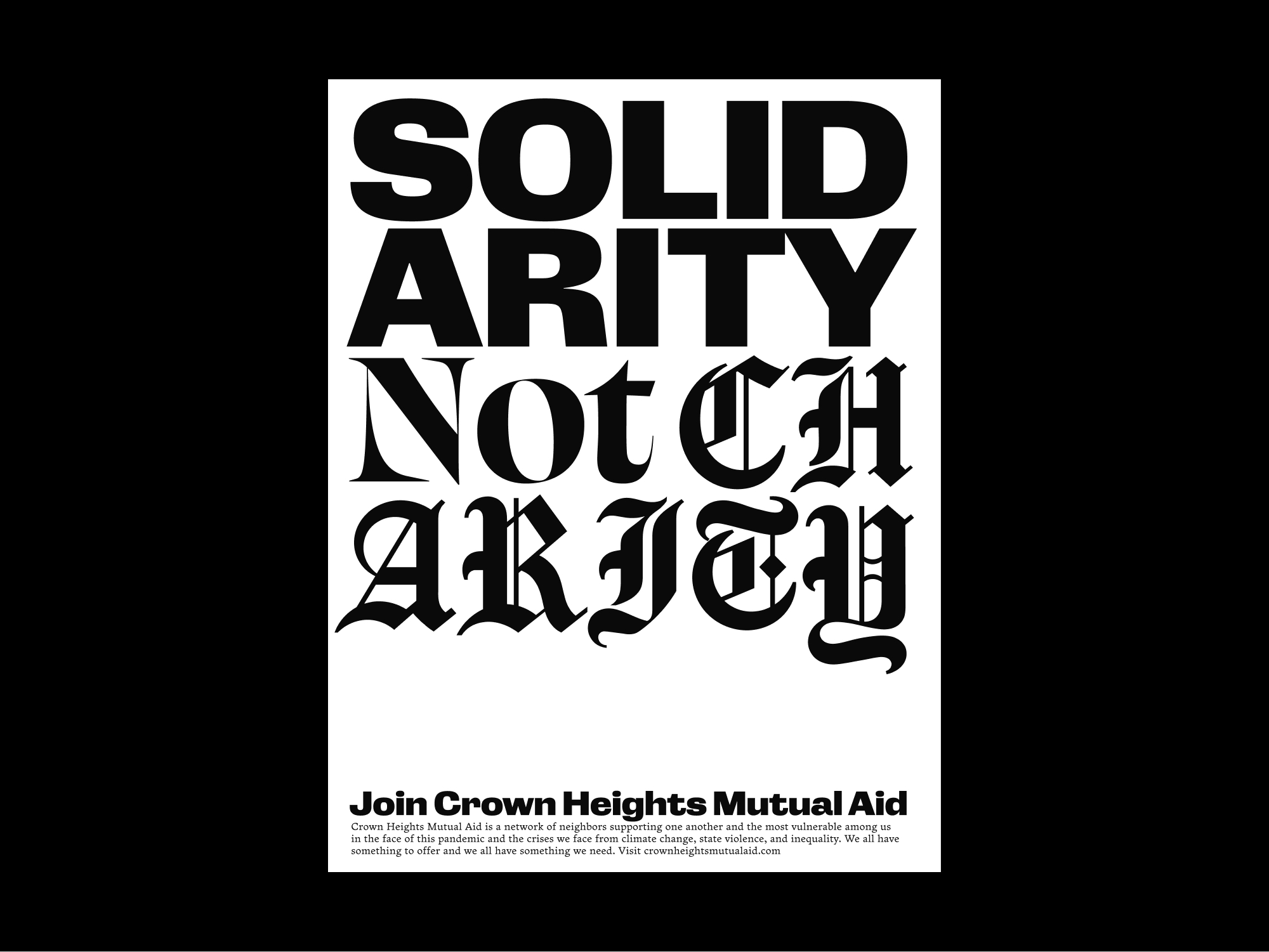"Solidarity" poster for Crown Heights Mutual Aid