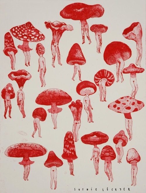 A collection of mushroom people