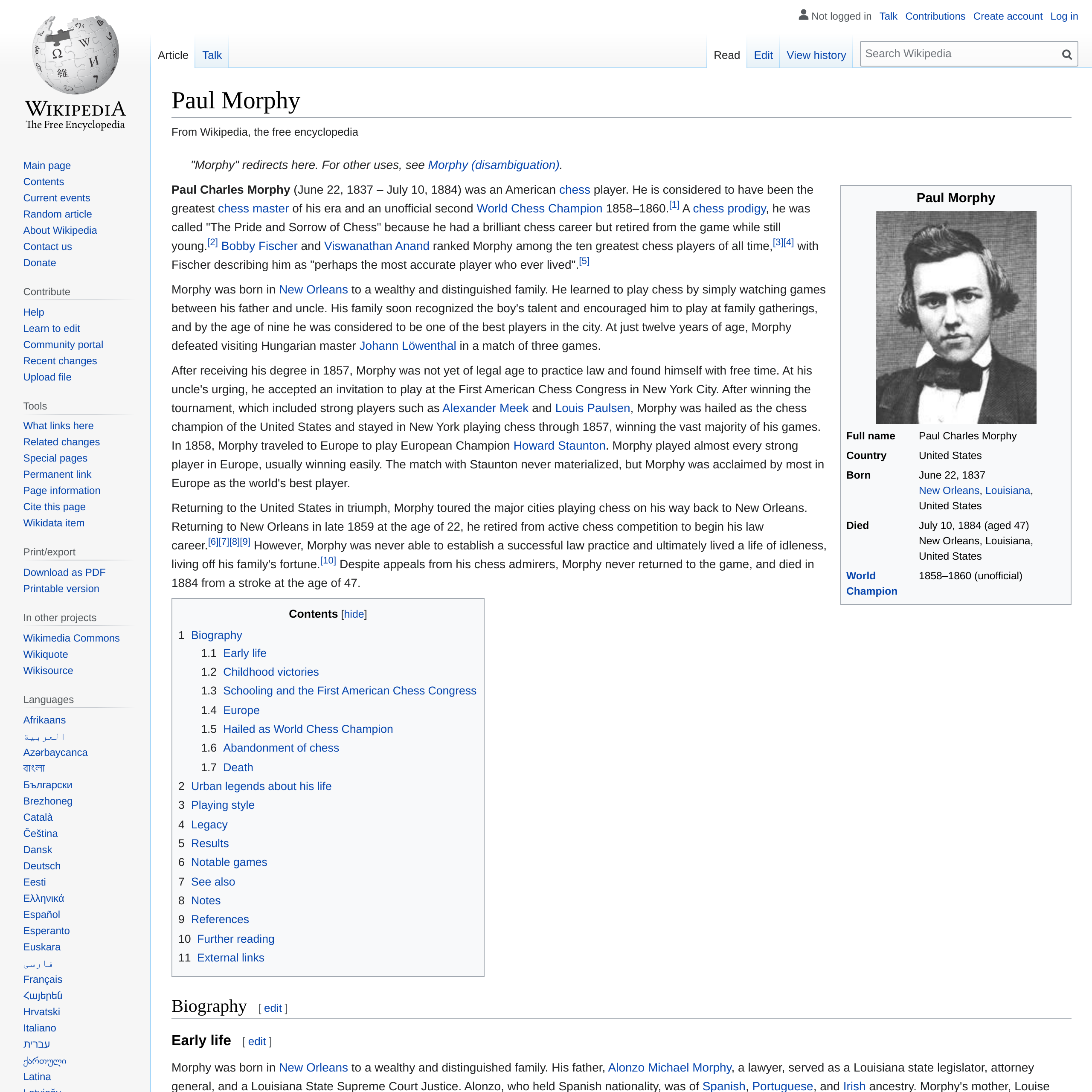 Paul Charles Morphy – Wikipedia