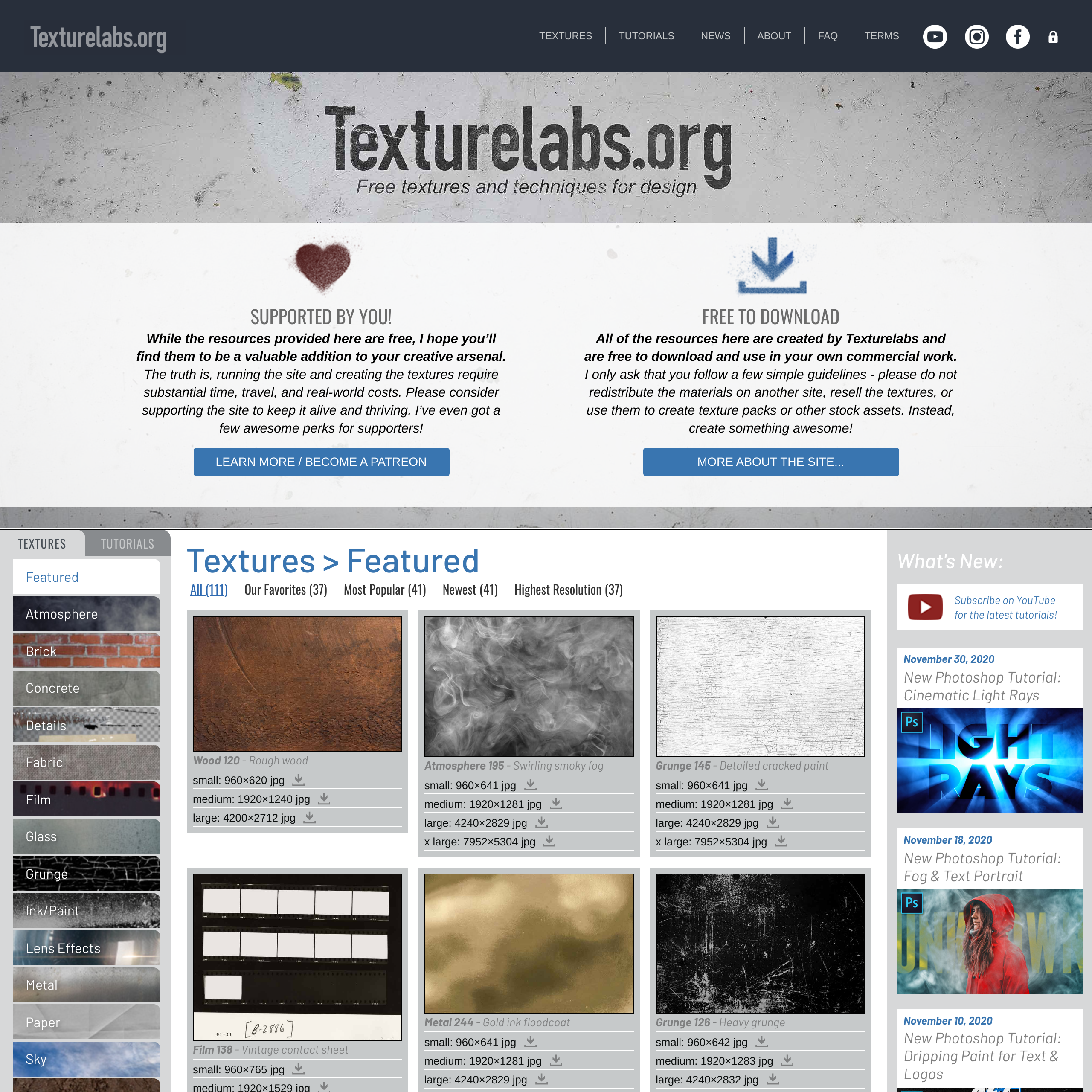 Free textures and tutorials for Photoshop and more!